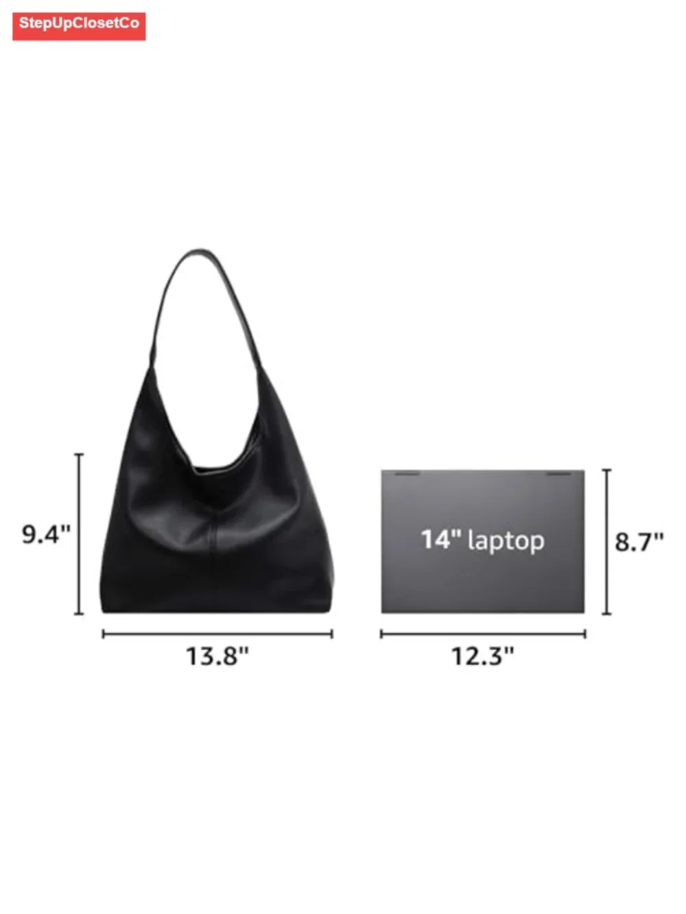 Slouchy Hobo Tote Bag PU Leather Shoulder Purse 2 Pack Women